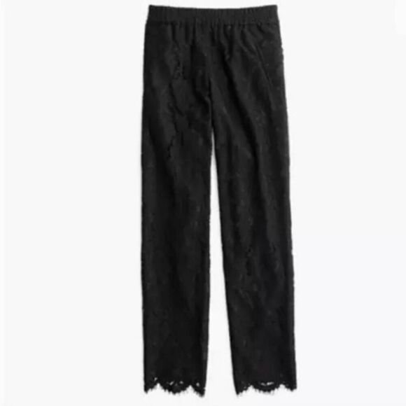J.Crew Black Lace Overlay Pants Crop Ankle Length Size 4 NWOT - Picture 5 of 14
